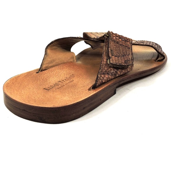 GOODMAN ?? MEN\'S BROWN REAL SNAKE SKIN FLAT COMFORT SUMMER SANDALS